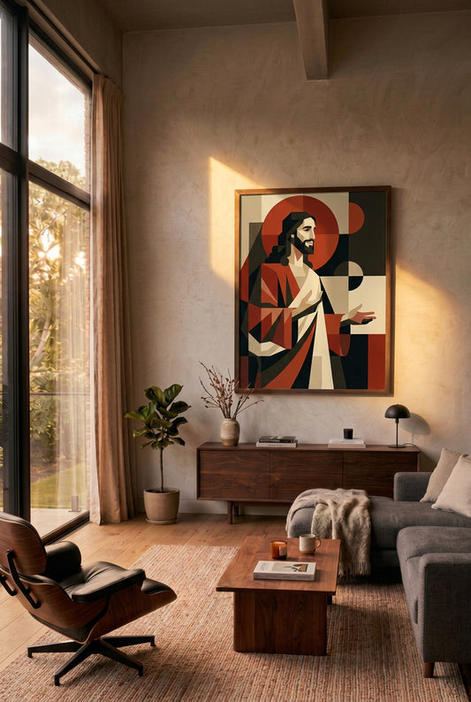 The Center of All Things – Abstract Jesus Framed Canvas Wall Art