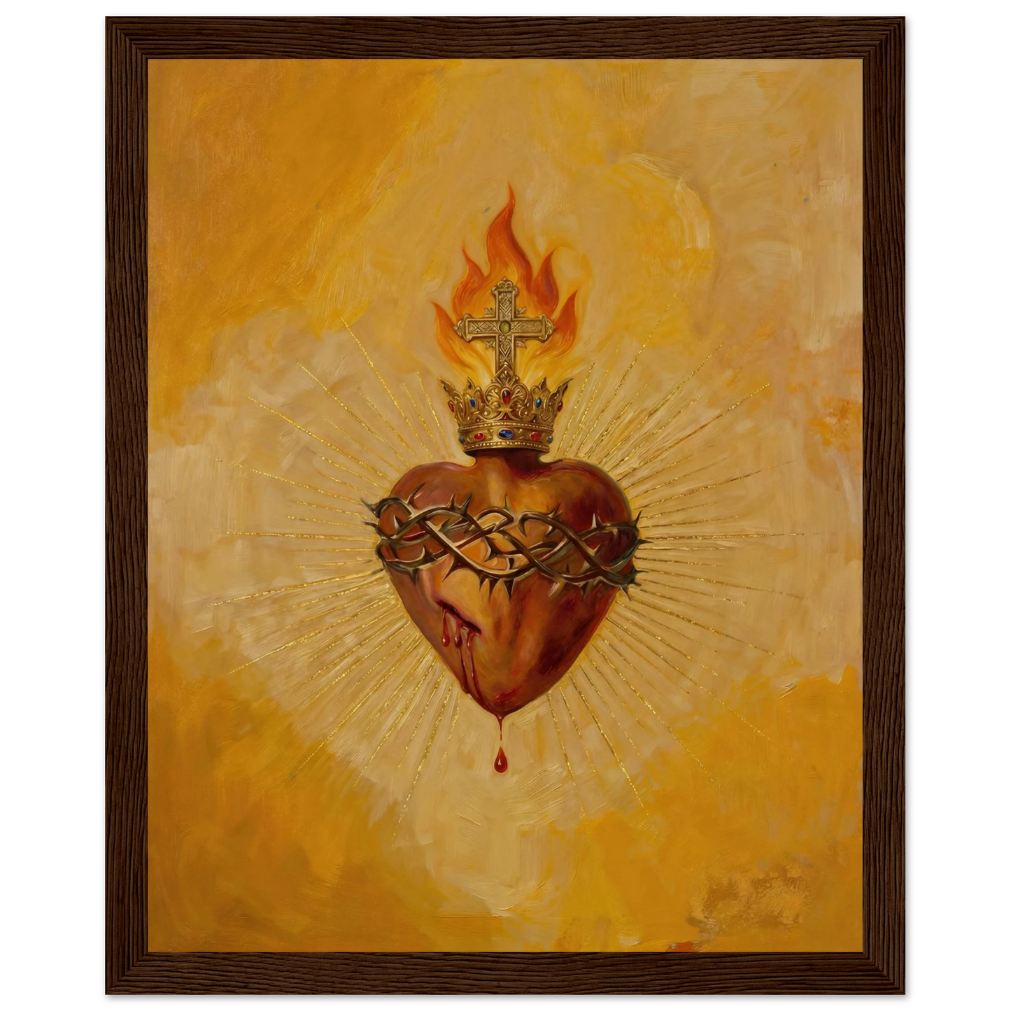 Sacred Heart of Jesus Catholic wall art styled in a Scandinavian interior