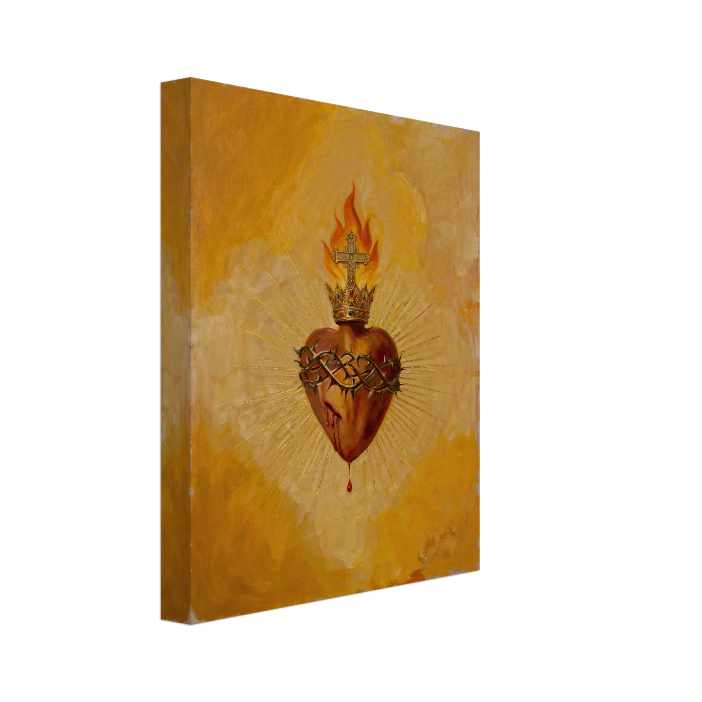 Sacred Heart of Jesus Catholic wall art in a calm reading nook
