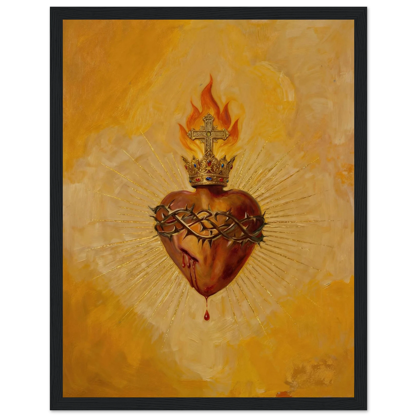 Sacred Heart of Jesus Catholic wall art in a neutral-toned room setting