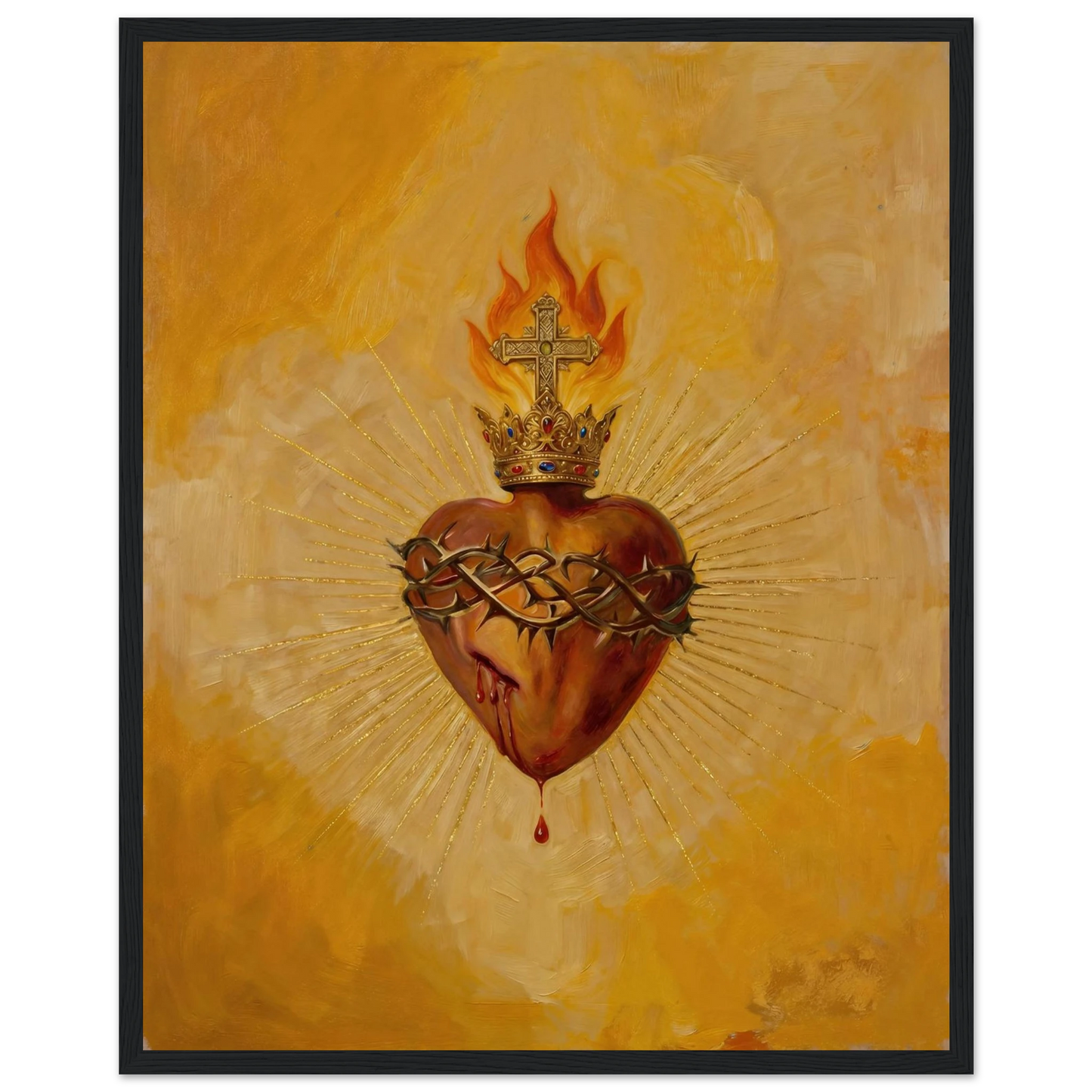 Sacred Heart of Jesus Catholic wall art on a minimalist gallery wall