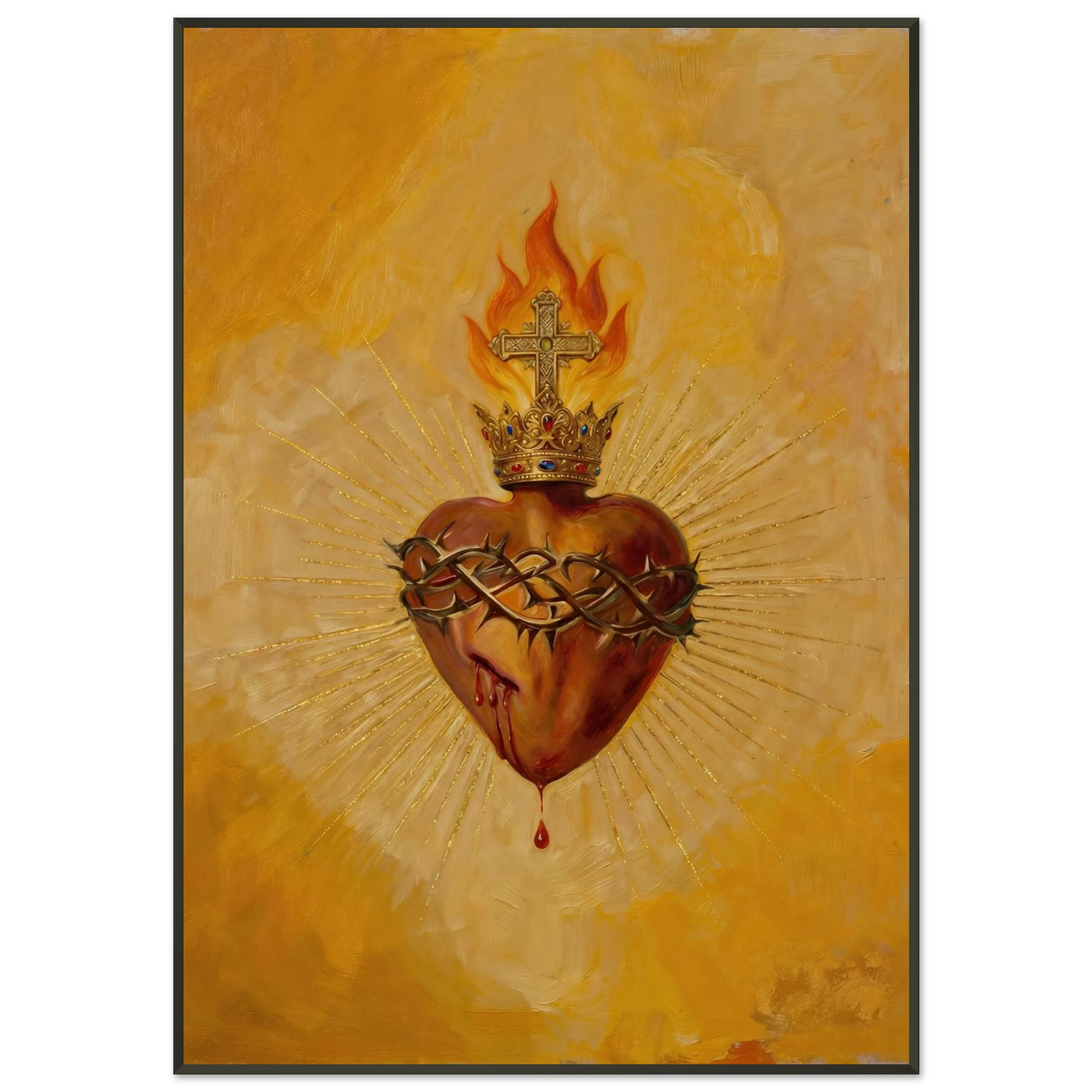 Sacred Heart of Jesus Catholic wall art on a minimalist gallery wall