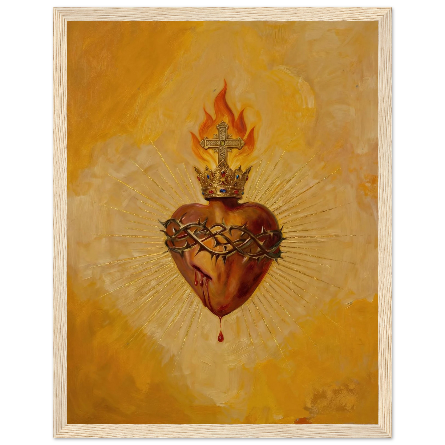 Sacred Heart of Jesus Catholic wall art in a white frame