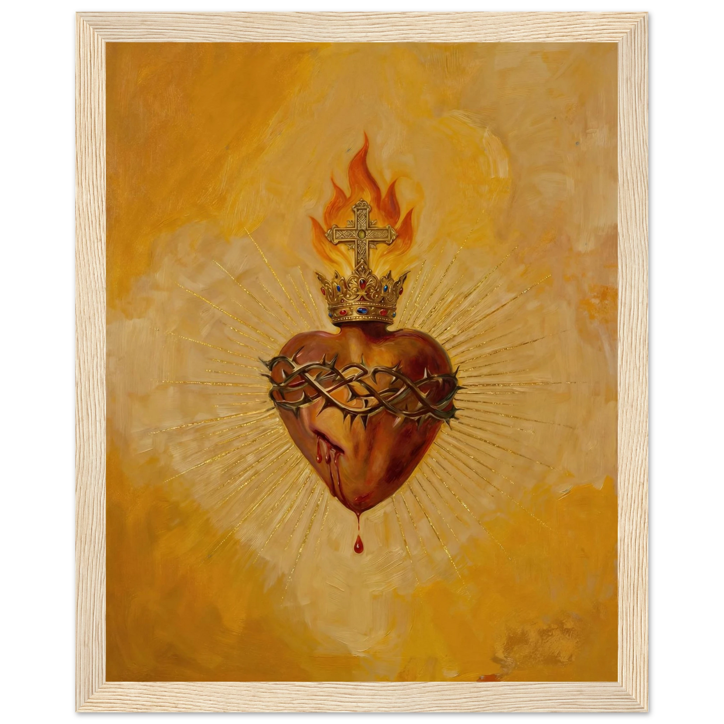 Sacred Heart of Jesus Catholic wall art shown to scale on a wall