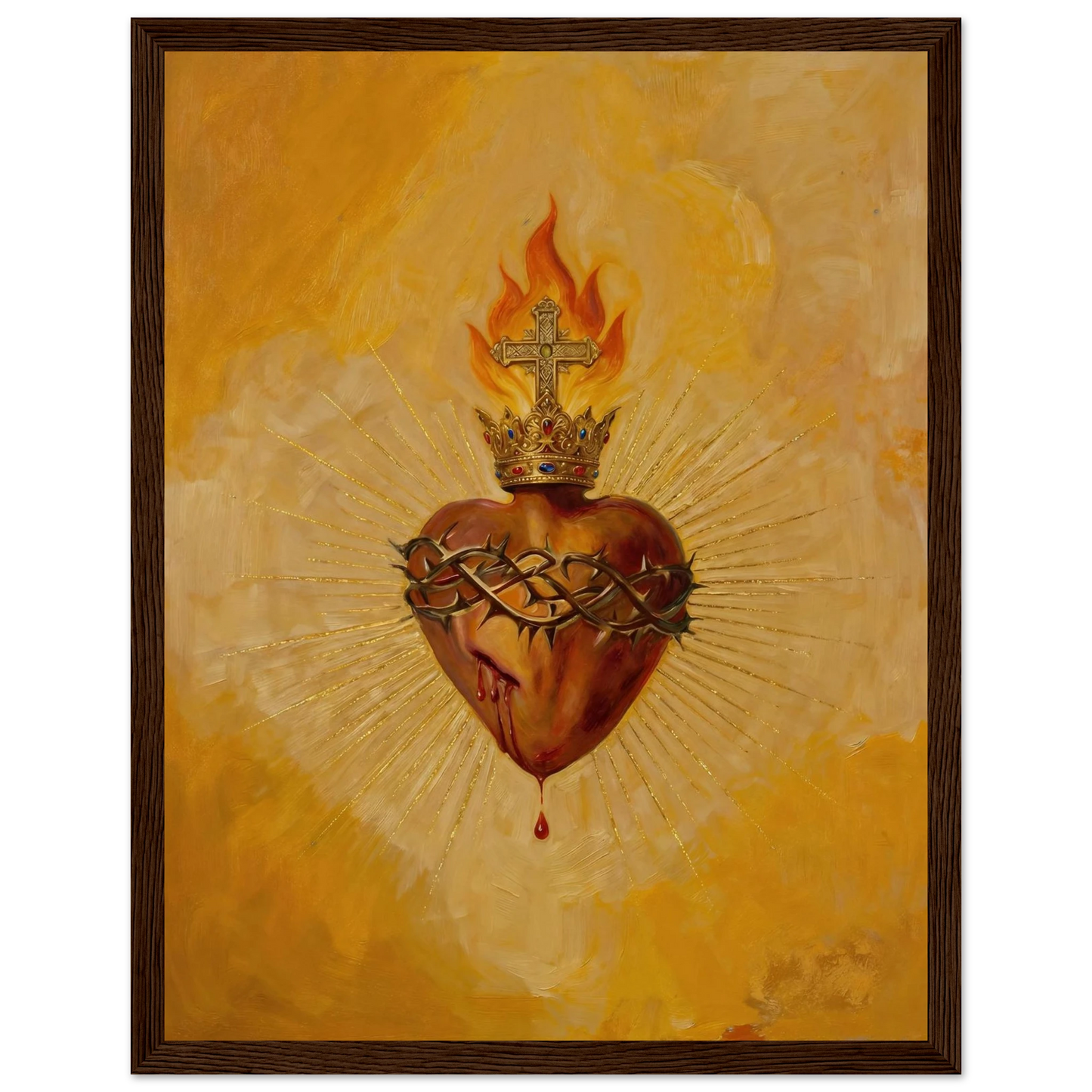 Sacred Heart of Jesus Catholic wall art in a bright entryway
