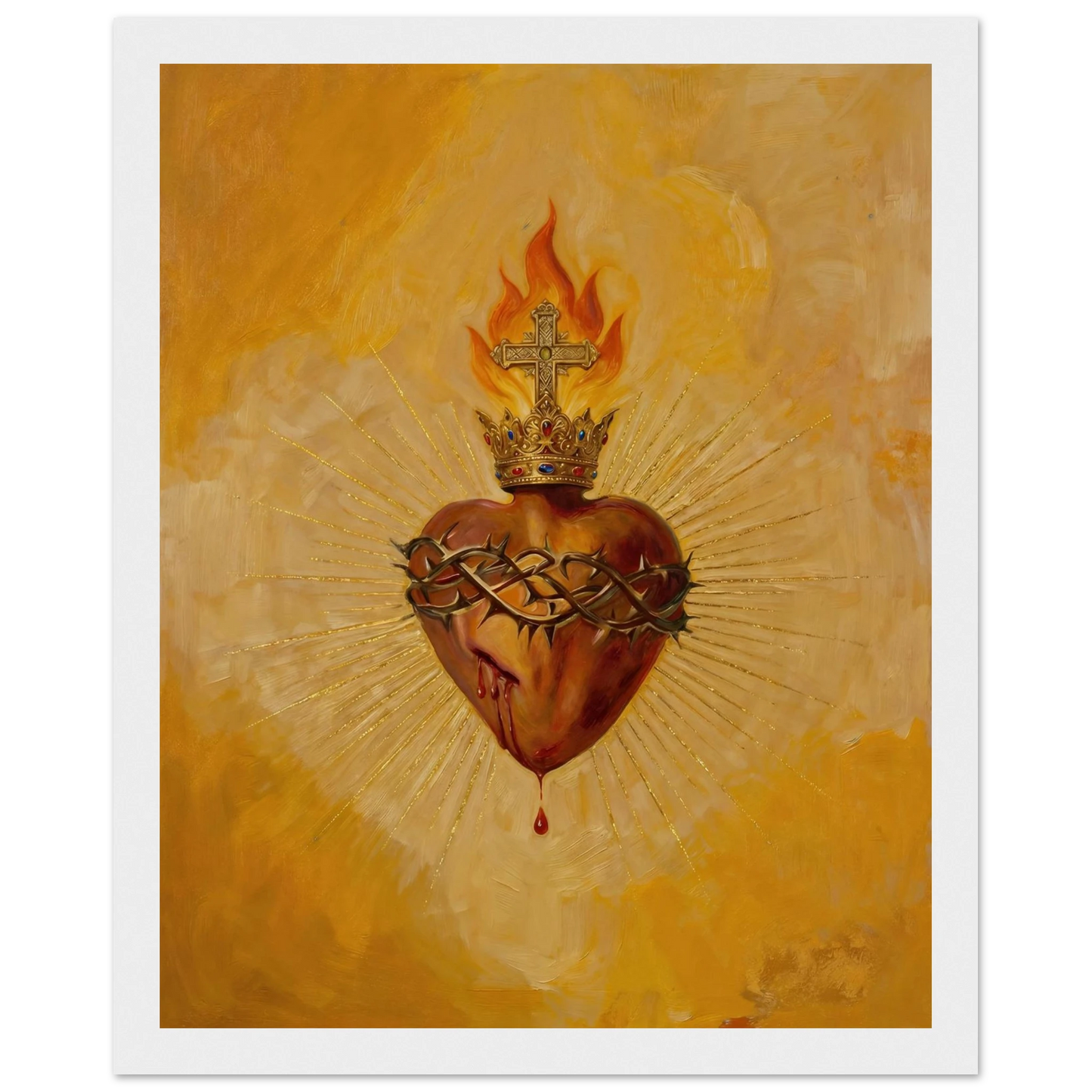 Sacred Heart of Jesus Catholic wall art decorating a hallway