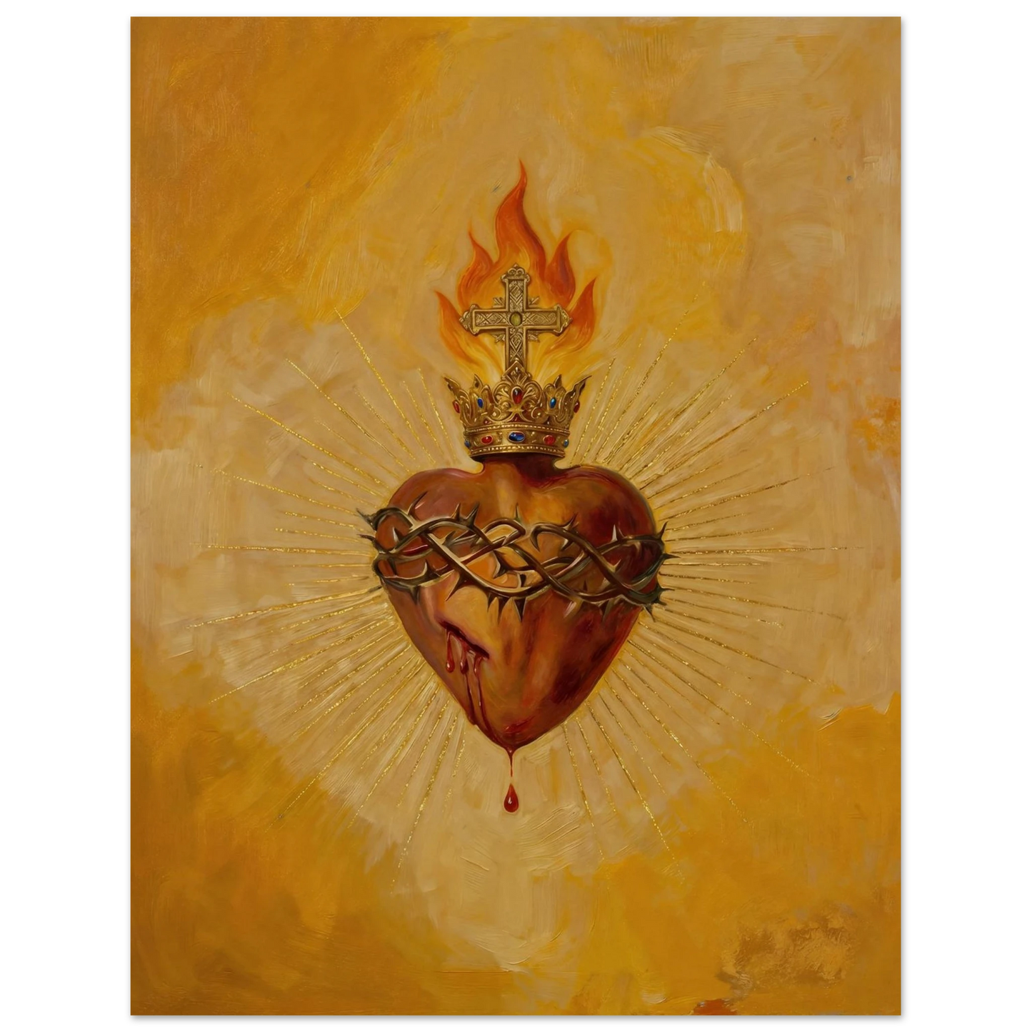 Sacred Heart of Jesus Catholic wall art in a black wooden frame