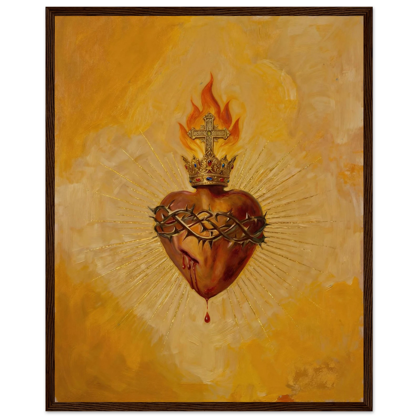 Sacred Heart of Jesus Catholic wall art close-up of the print texture and detail
