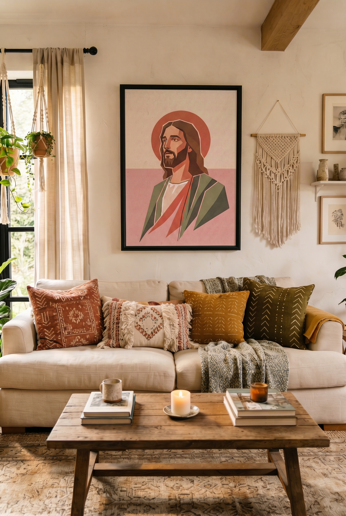 The Steadfast Presence – Jesus Portrait Framed Canvas Wall Art