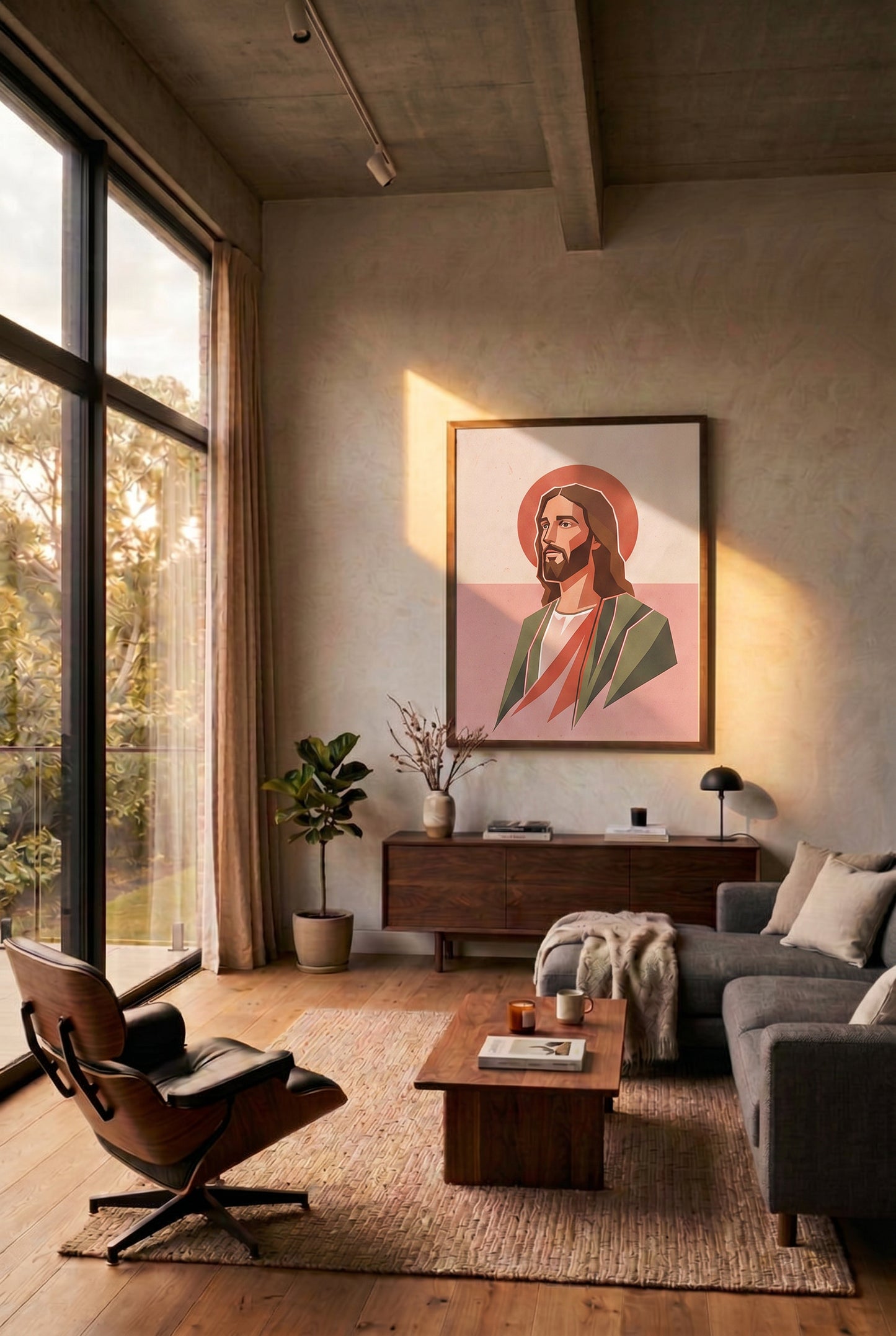 The Steadfast Presence – Jesus Portrait Framed Canvas Wall Art