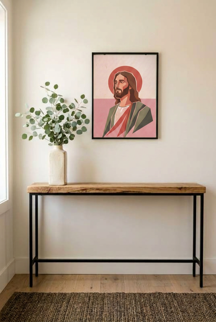 The Steadfast Presence – Jesus Portrait Framed Canvas Wall Art