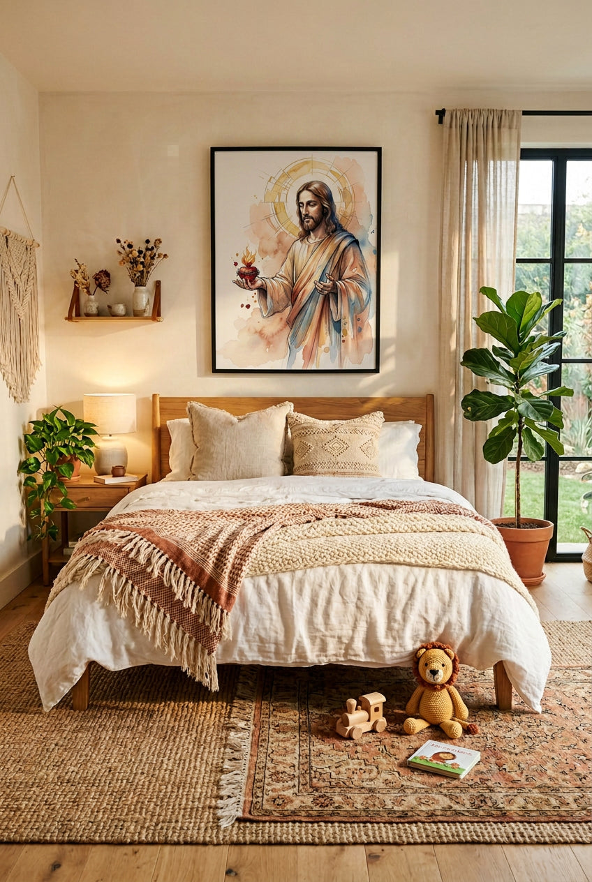 Boundless Compassion – Sacred Heart of Jesus Watercolor Wall Art