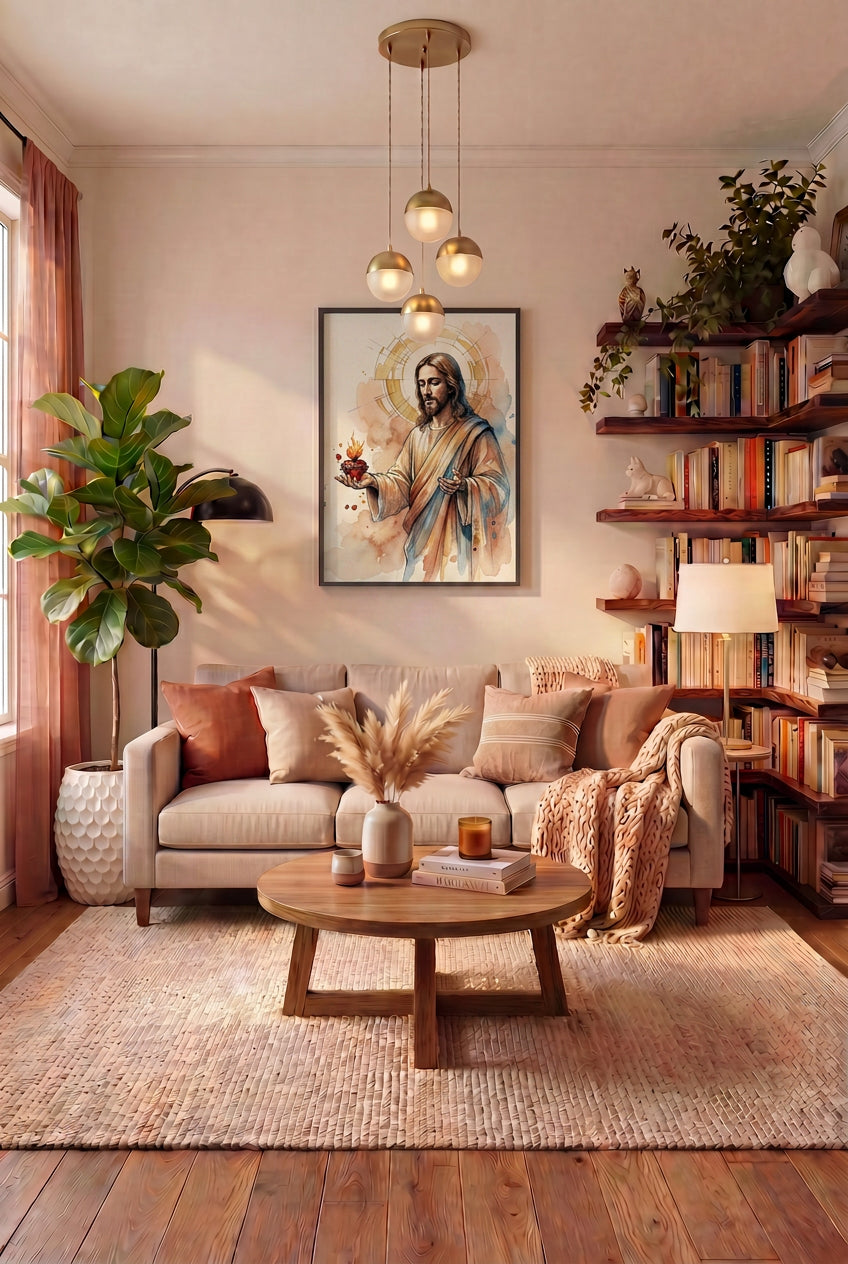 Boundless Compassion – Sacred Heart of Jesus Watercolor Wall Art