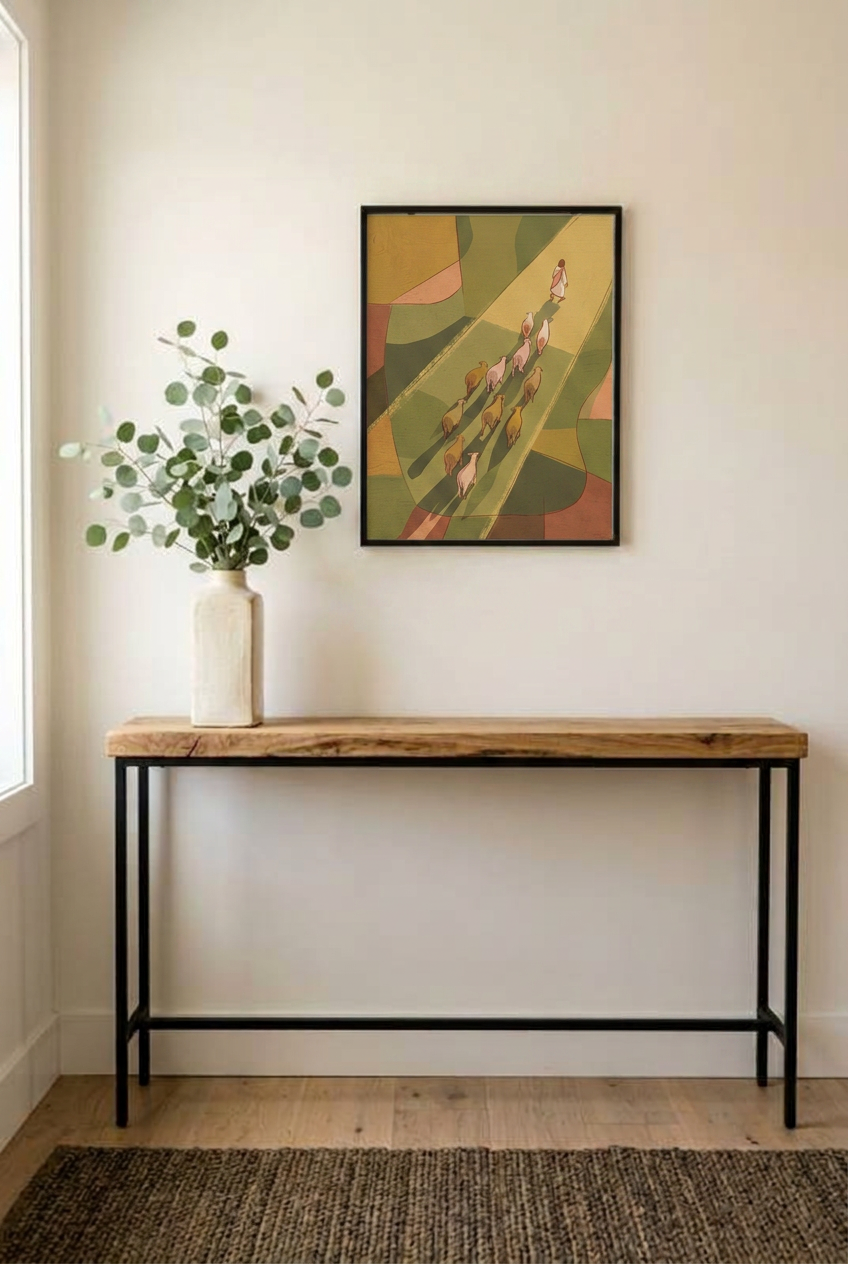 Jesus Leading His Flock – Colorful Modern Good Shepherd Wall Art