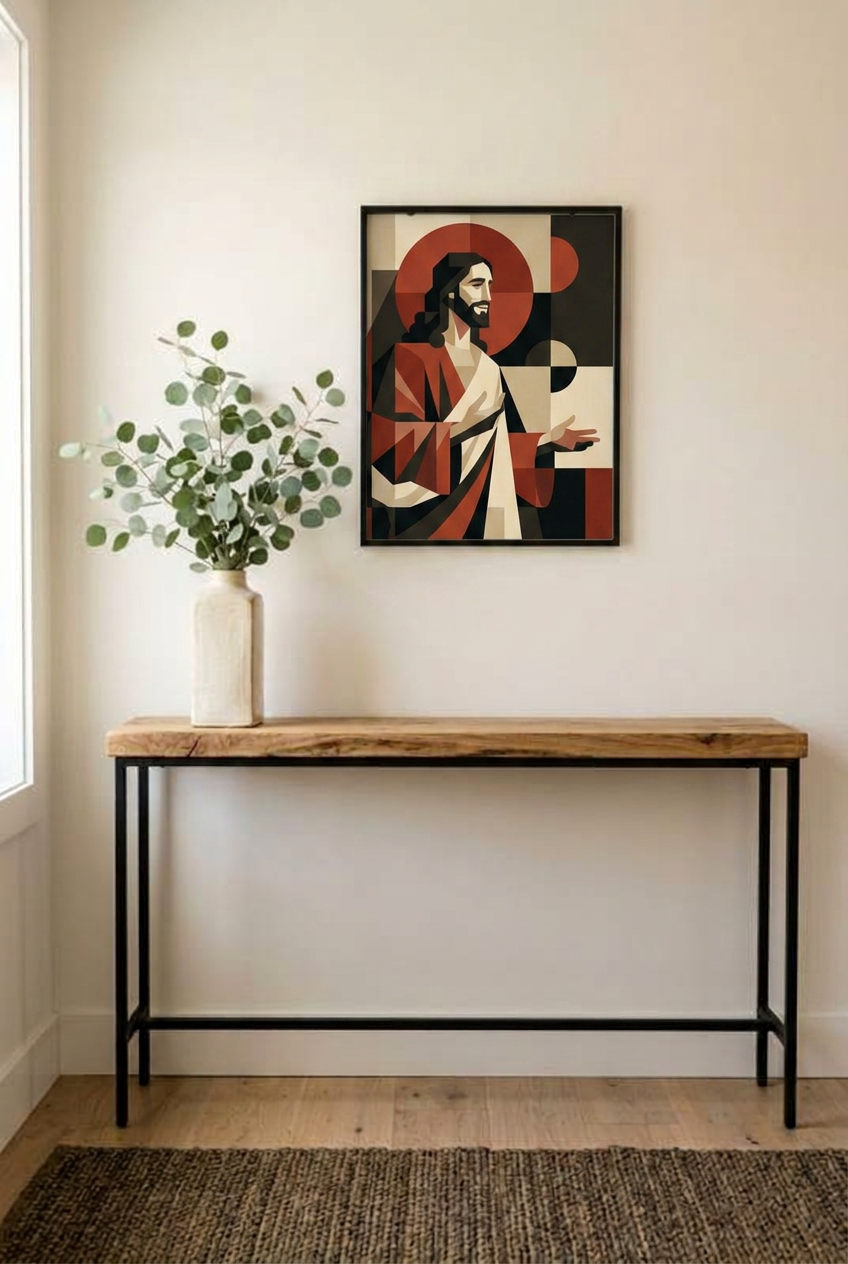 The Center of All Things – Abstract Jesus Framed Canvas Wall Art