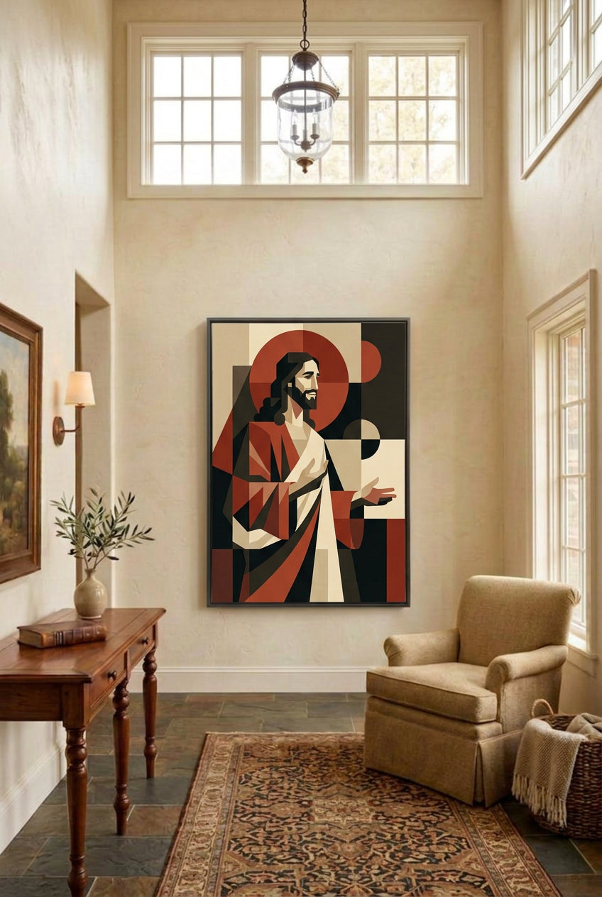 The Center of All Things – Abstract Jesus Framed Canvas Wall Art